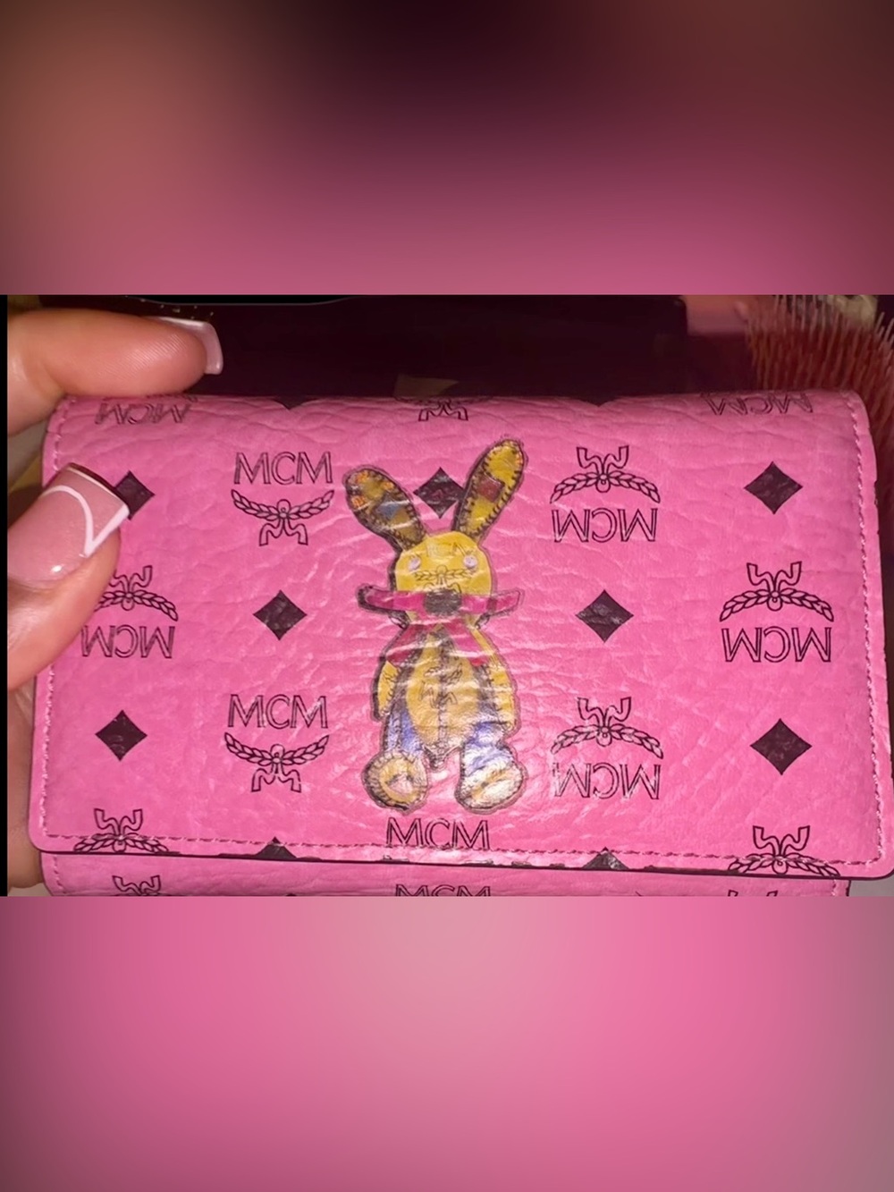 Authentic MCM Pink Logo wallet comes with COA
